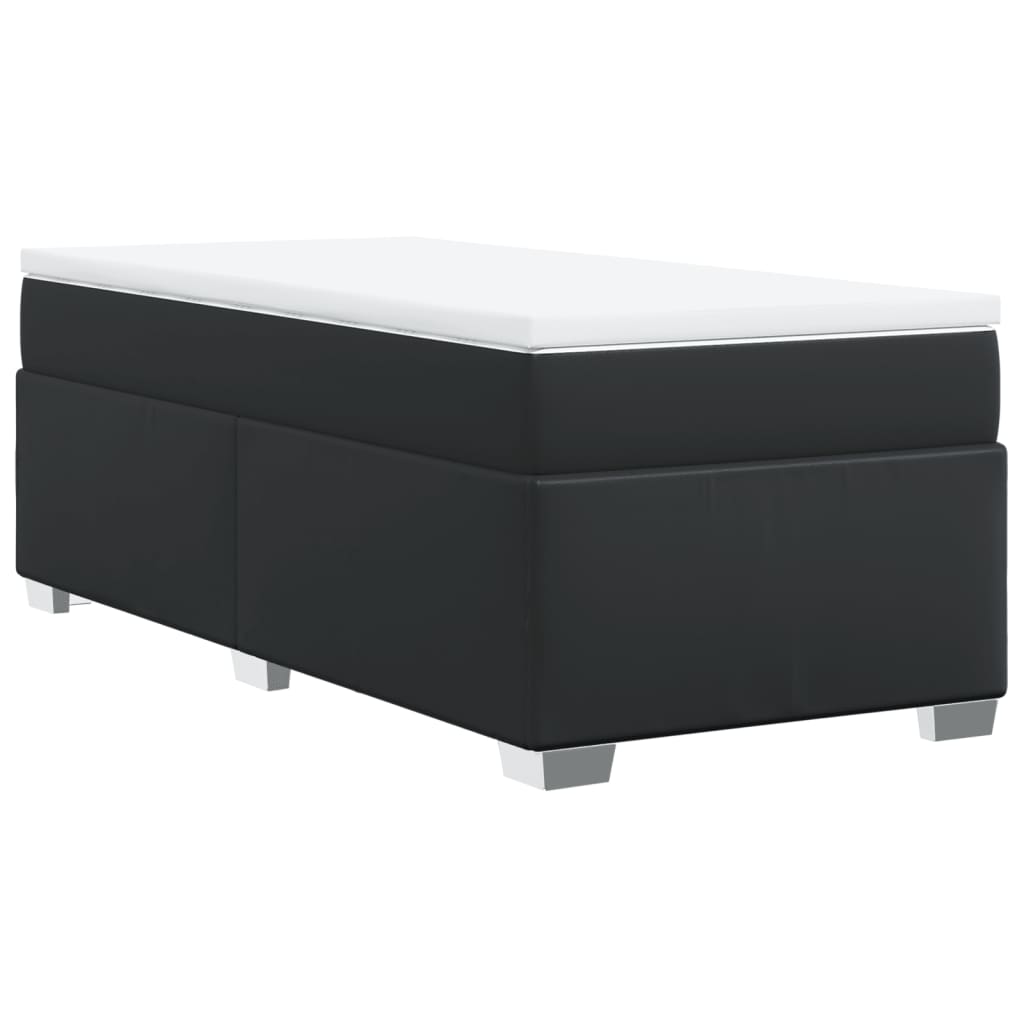 vidaXL Łóżko kontynentalne z materacem, czarne, ekoskóra 100x200 cm