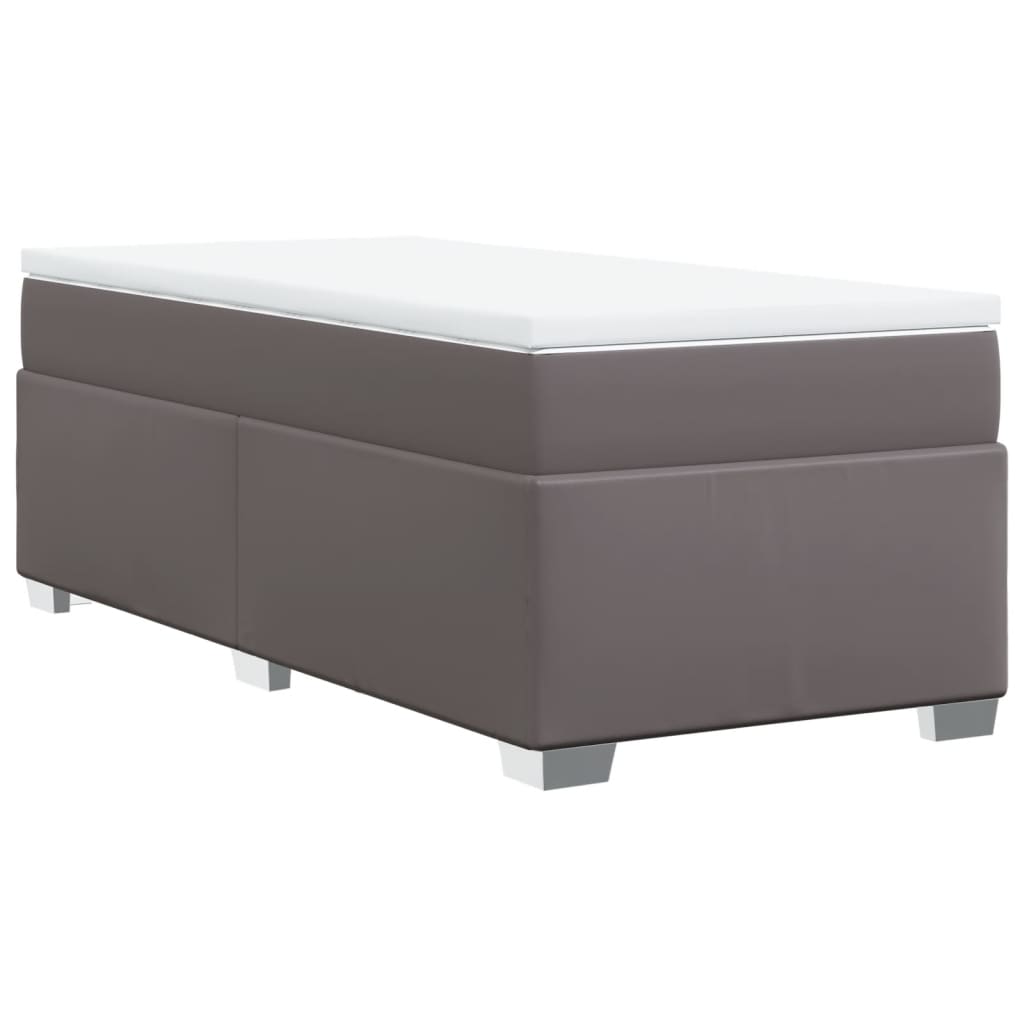 vidaXL Łóżko kontynentalne z materacem, szare, ekoskóra 100x200 cm