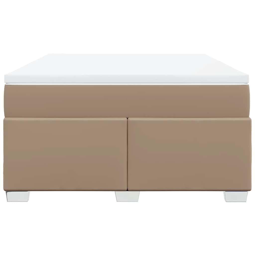 vidaXL Łóżko kontynentalne z materacem, cappuccino, ekoskóra 140x190cm