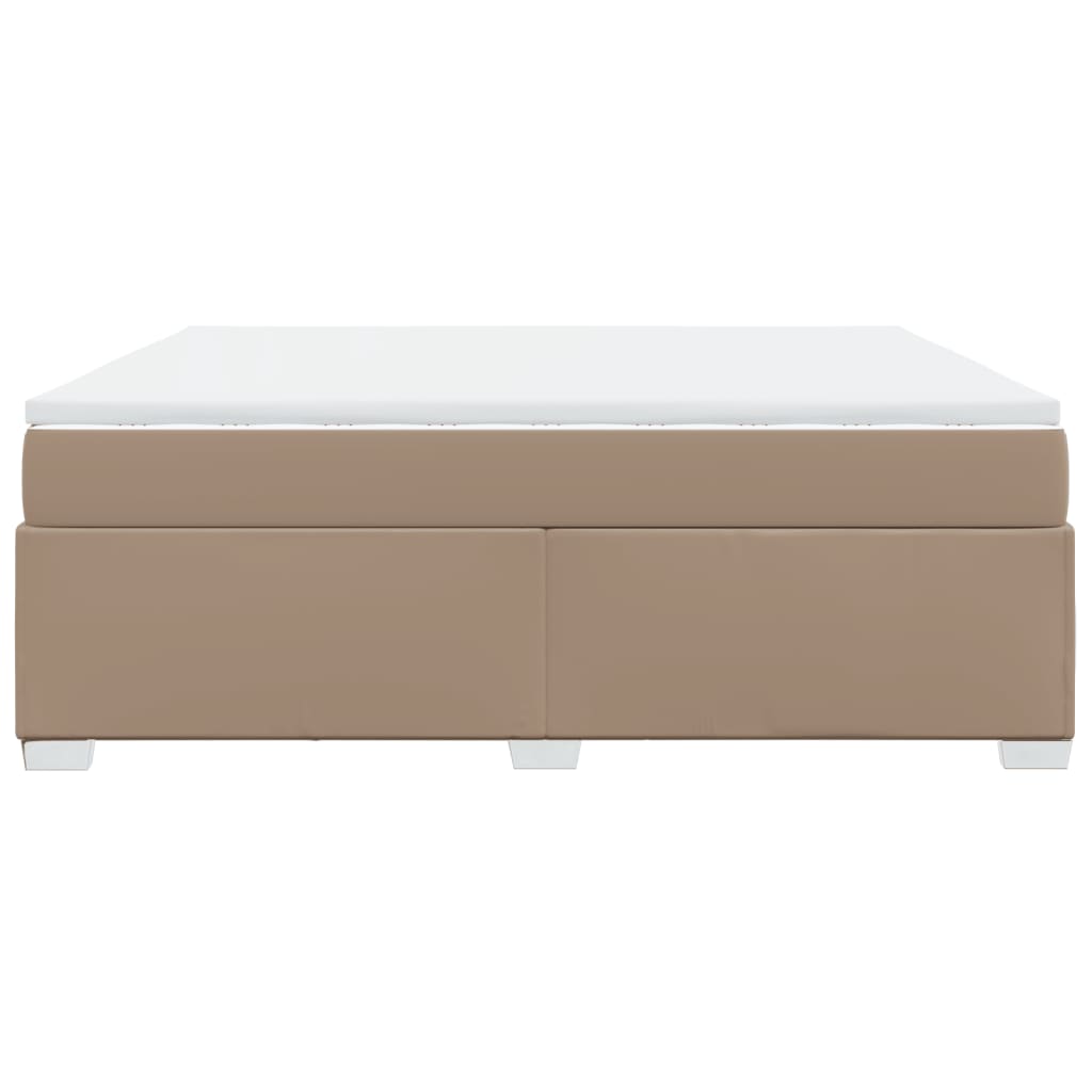 vidaXL Łóżko kontynentalne z materacem, cappuccino ekoskóra 180x200 cm