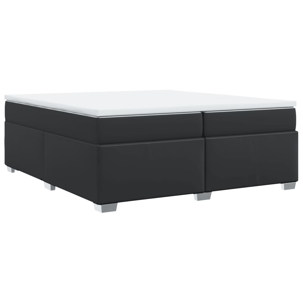 vidaXL Łóżko kontynentalne z materacem, czarne, ekoskóra 200x200 cm