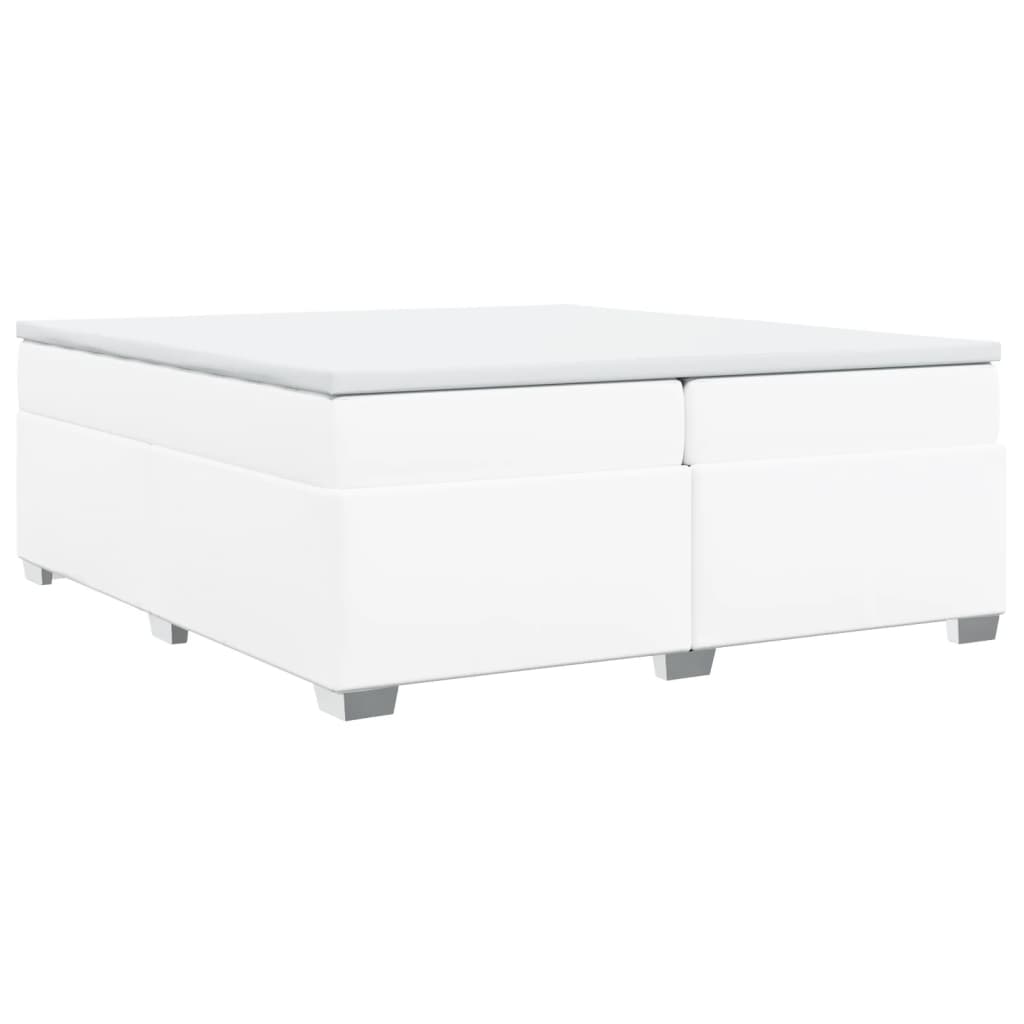 vidaXL Łóżko kontynentalne z materacem, białe, ekoskóra 200x200 cm
