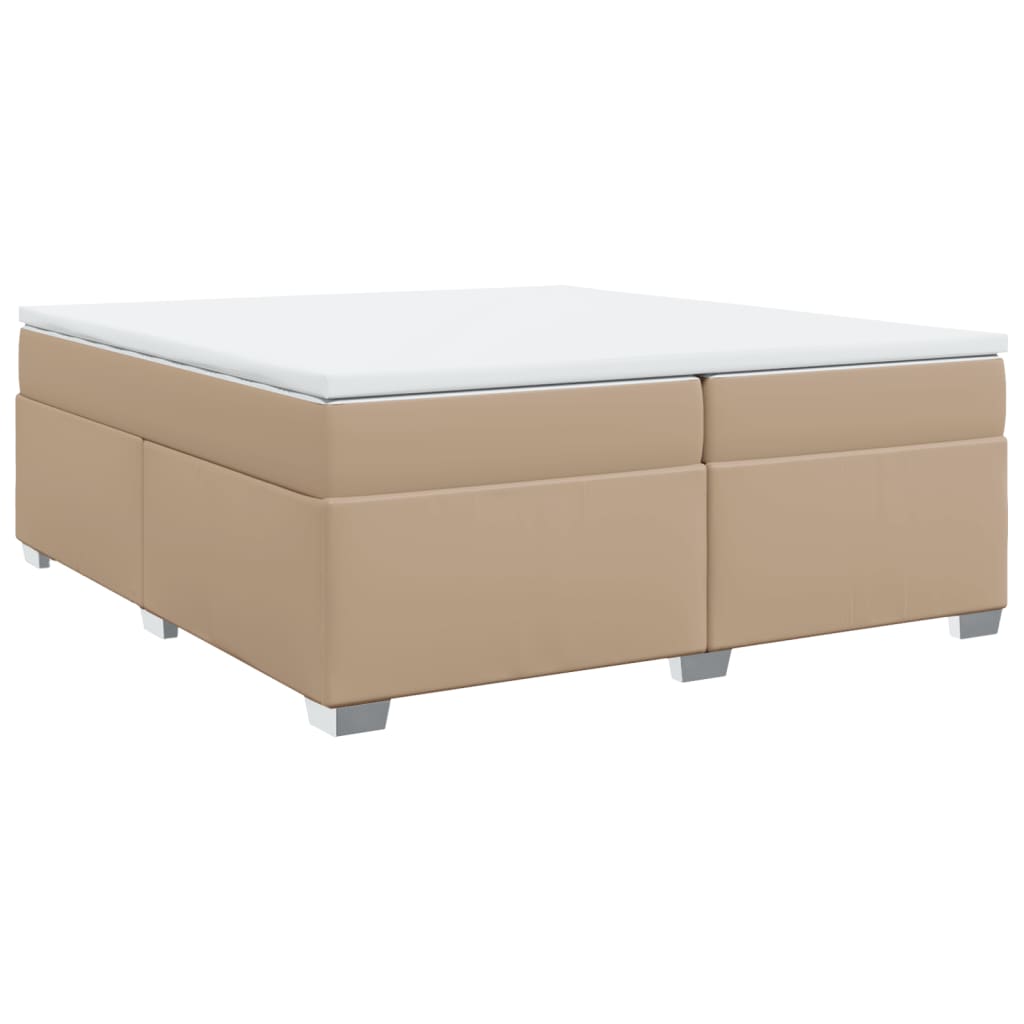 vidaXL Łóżko kontynentalne z materacem, cappuccino ekoskóra 200x200 cm