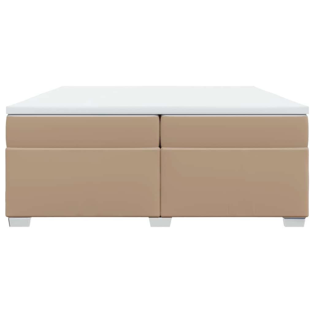 vidaXL Łóżko kontynentalne z materacem, cappuccino ekoskóra 200x200 cm