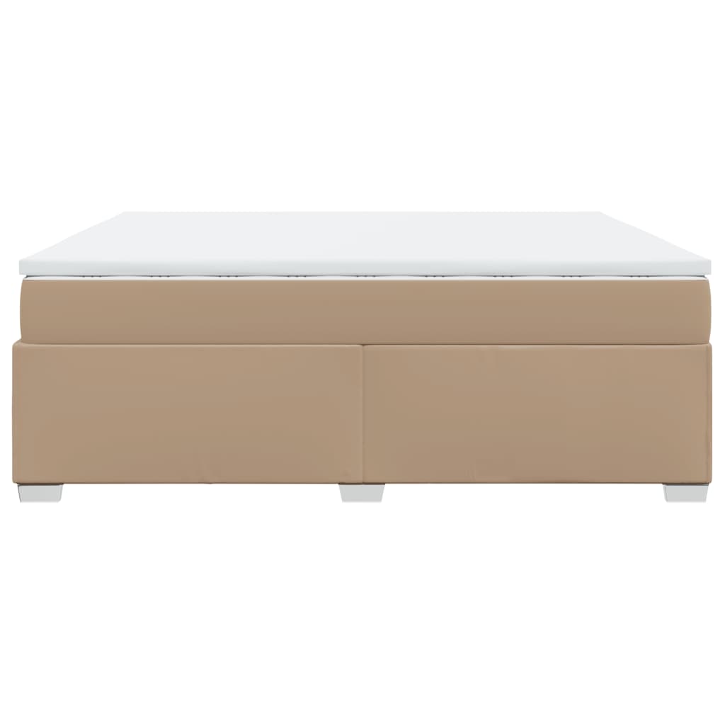 vidaXL Łóżko kontynentalne z materacem, cappuccino ekoskóra 200x200 cm