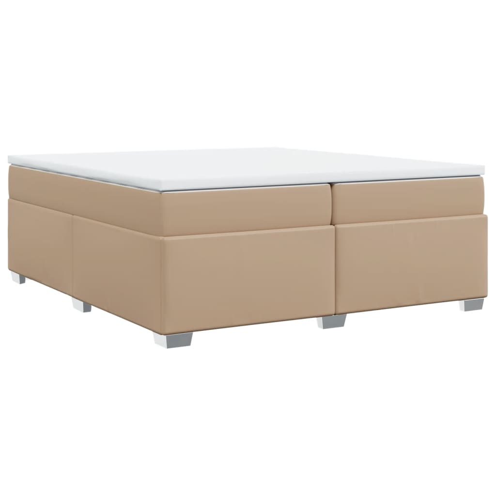 vidaXL Łóżko kontynentalne z materacem, cappuccino ekoskóra 200x200 cm