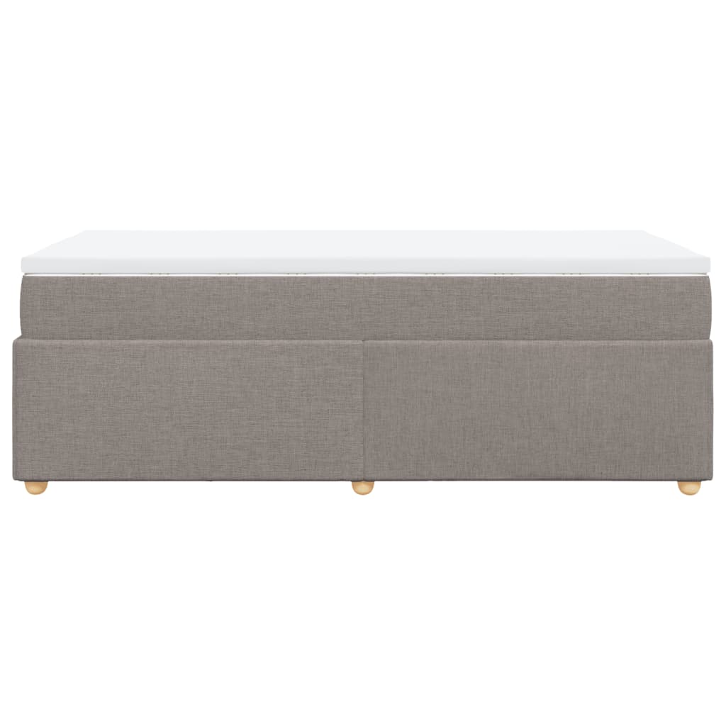 vidaXL Łóżko kontynentalne z materacem, taupe, tkanina, 100x200 cm