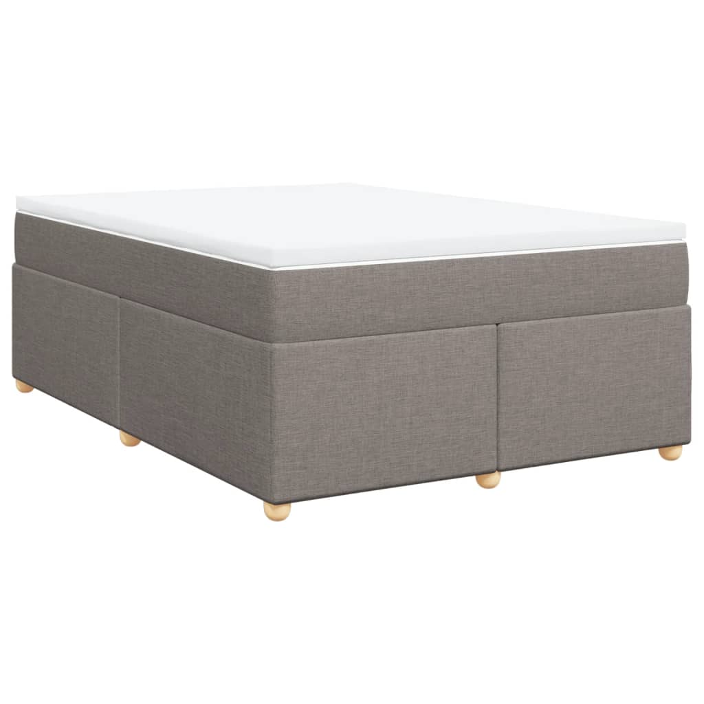 vidaXL Łóżko kontynentalne z materacem, taupe, tkanina, 140x190 cm