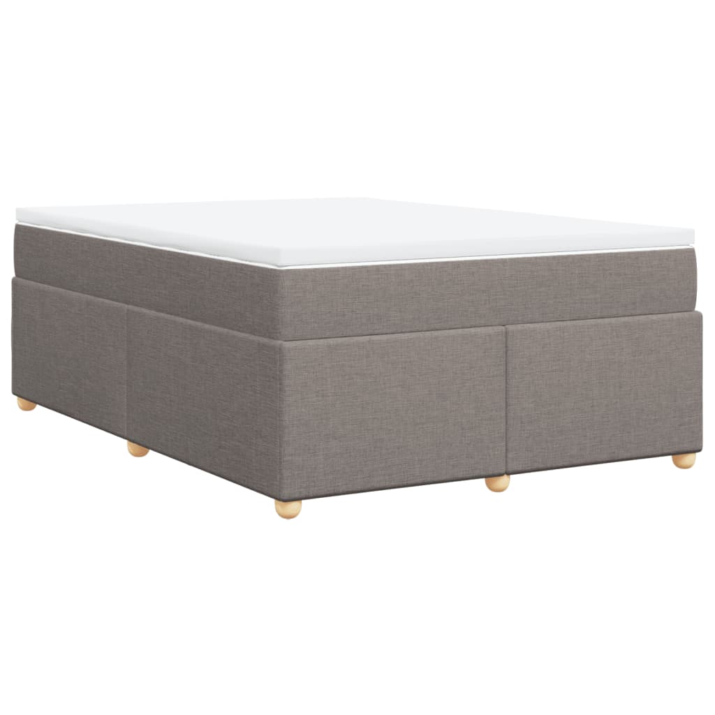 vidaXL Łóżko kontynentalne z materacem, taupe, tkanina, 140x190 cm