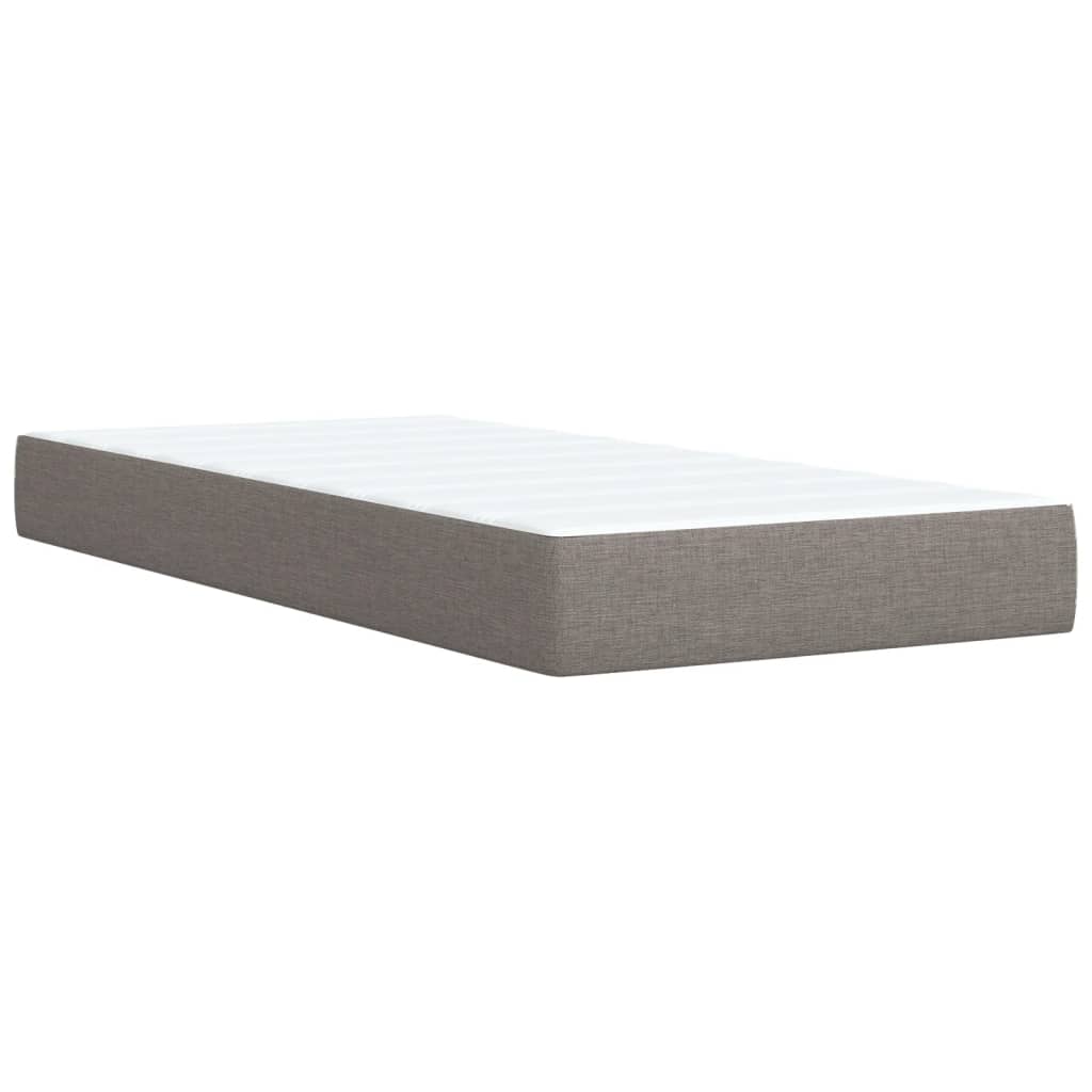 vidaXL Łóżko kontynentalne z materacem, taupe, tkanina, 90x200 cm