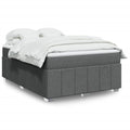 vidaXL Łóżko kontynentalne z materacem, ciemnoszara tkanina 160x200 cm