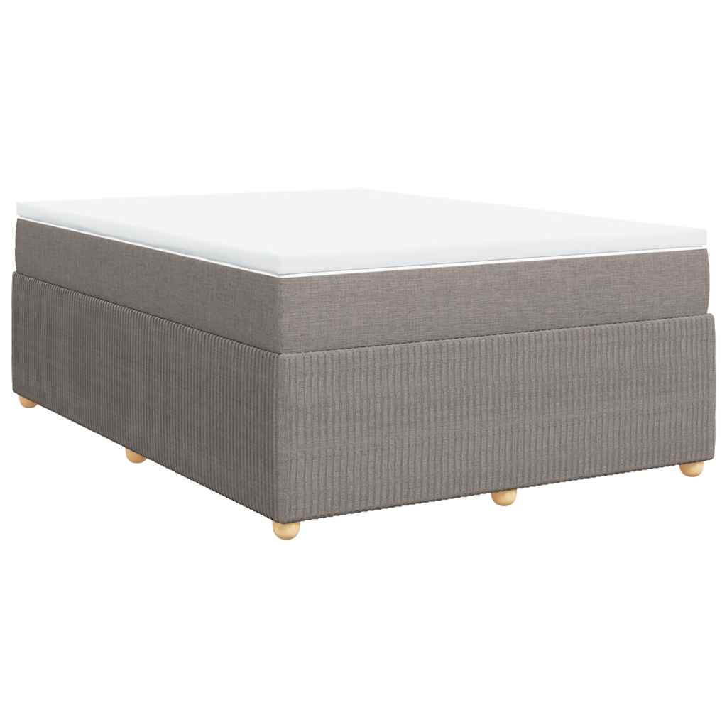 vidaXL Łóżko kontynentalne z materacem, taupe, tkanina, 140x190 cm