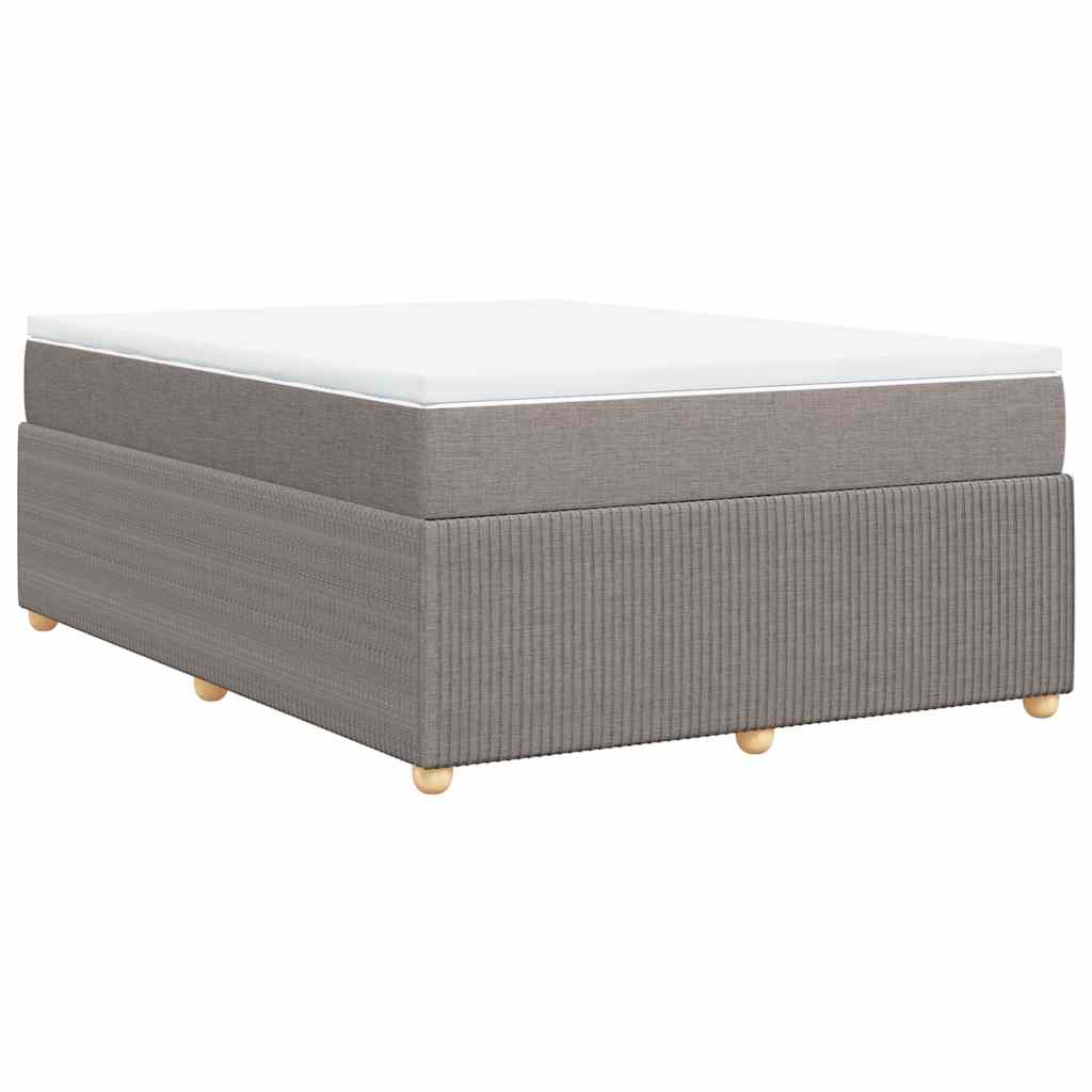 vidaXL Łóżko kontynentalne z materacem, taupe, tkanina, 140x190 cm