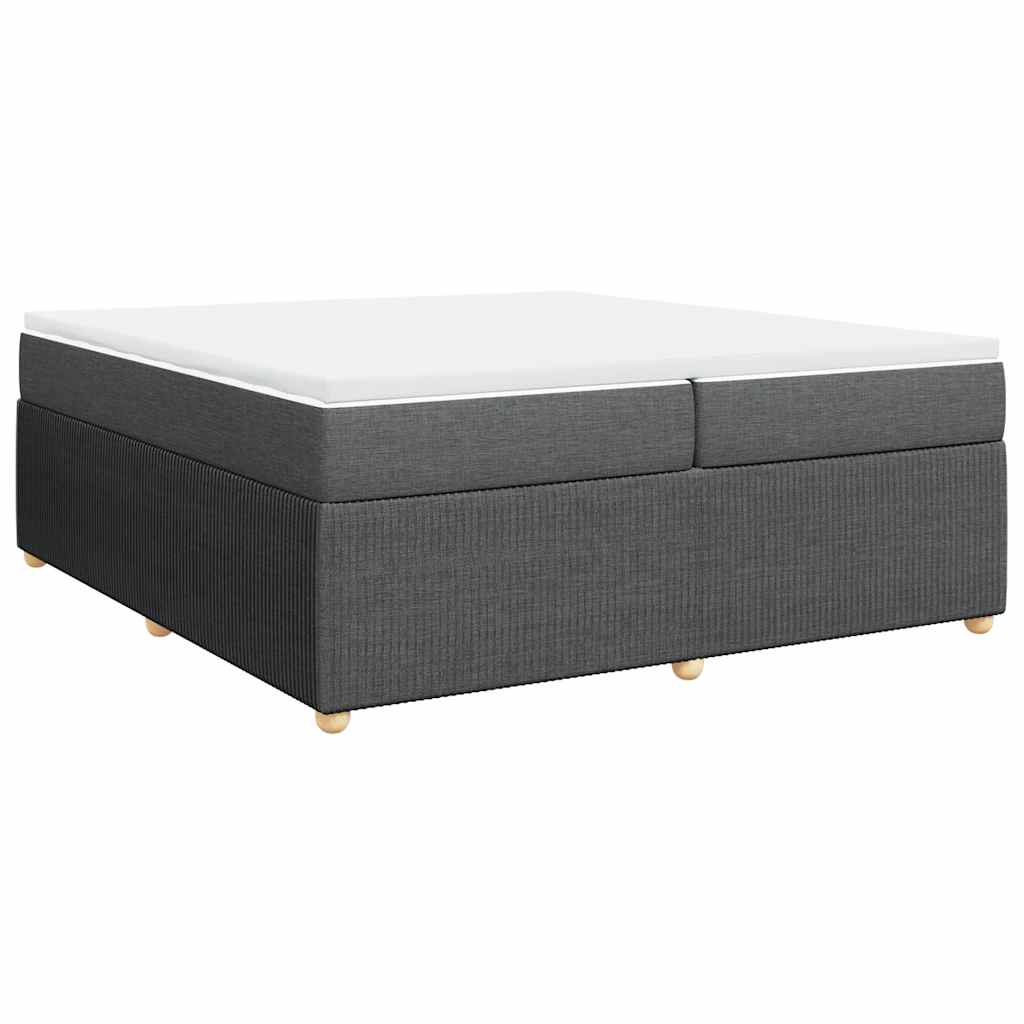 vidaXL Łóżko kontynentalne z materacem, ciemnoszara tkanina 200x200 cm
