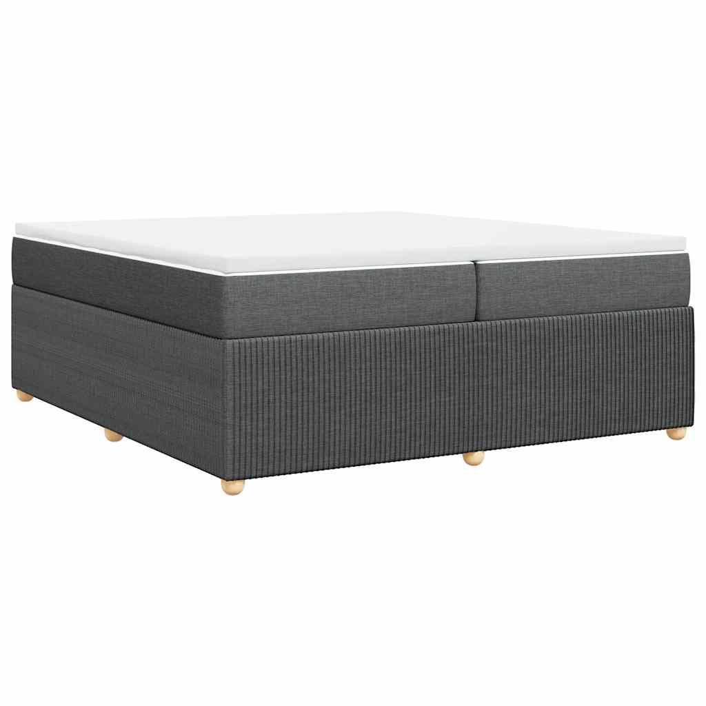 vidaXL Łóżko kontynentalne z materacem, ciemnoszara tkanina 200x200 cm