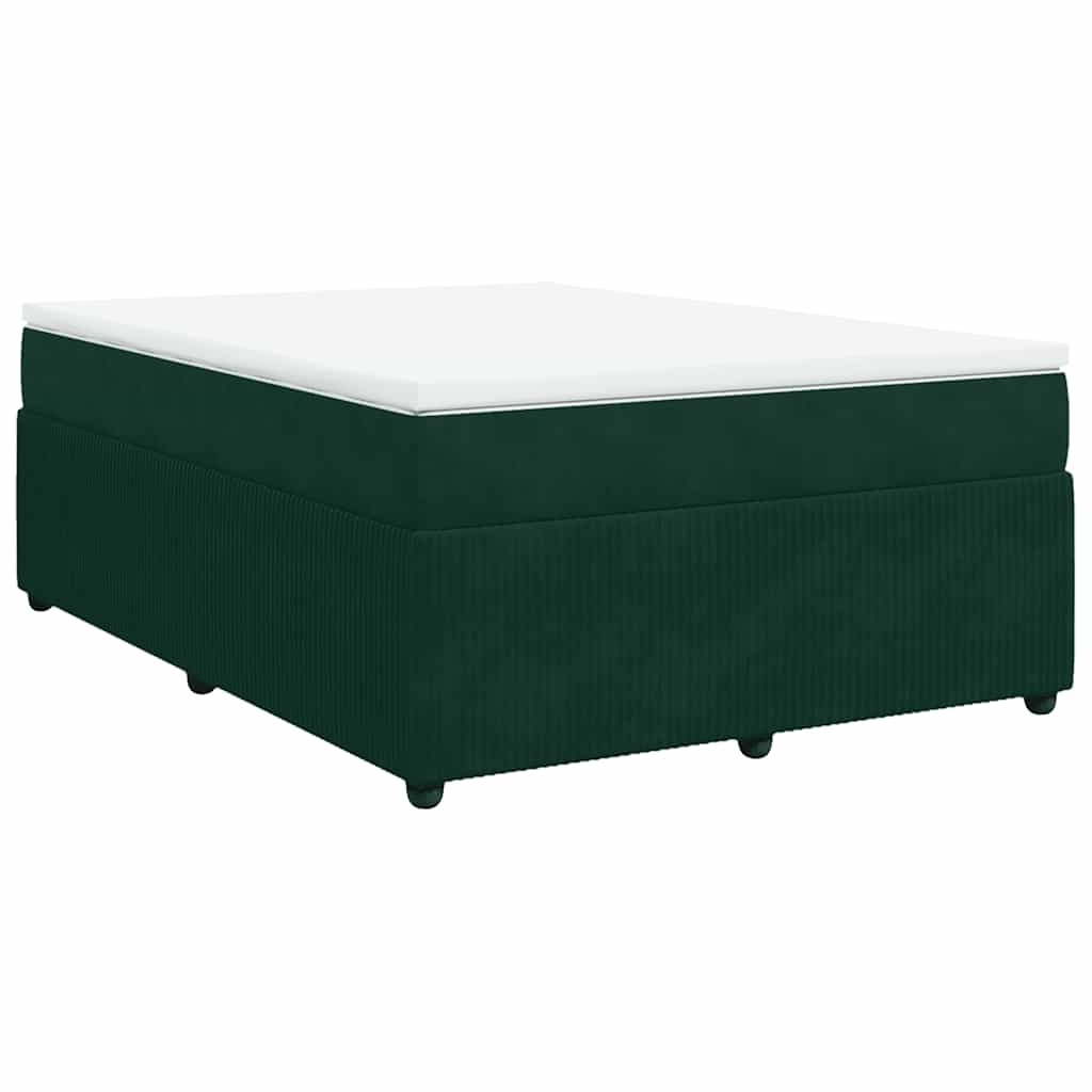 vidaXL Łóżko kontynentalne z materacem, ciemnozielone, 140x200 cm