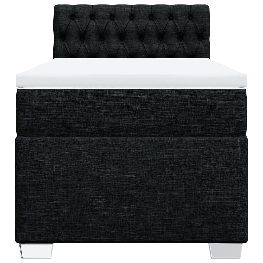 vidaXL Łóżko kontynentalne z materacem, czarne, tkanina, 90x200 cm