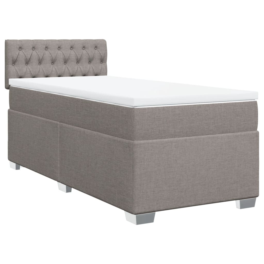 vidaXL Łóżko kontynentalne z materacem, taupe, tkanina, 100x200 cm