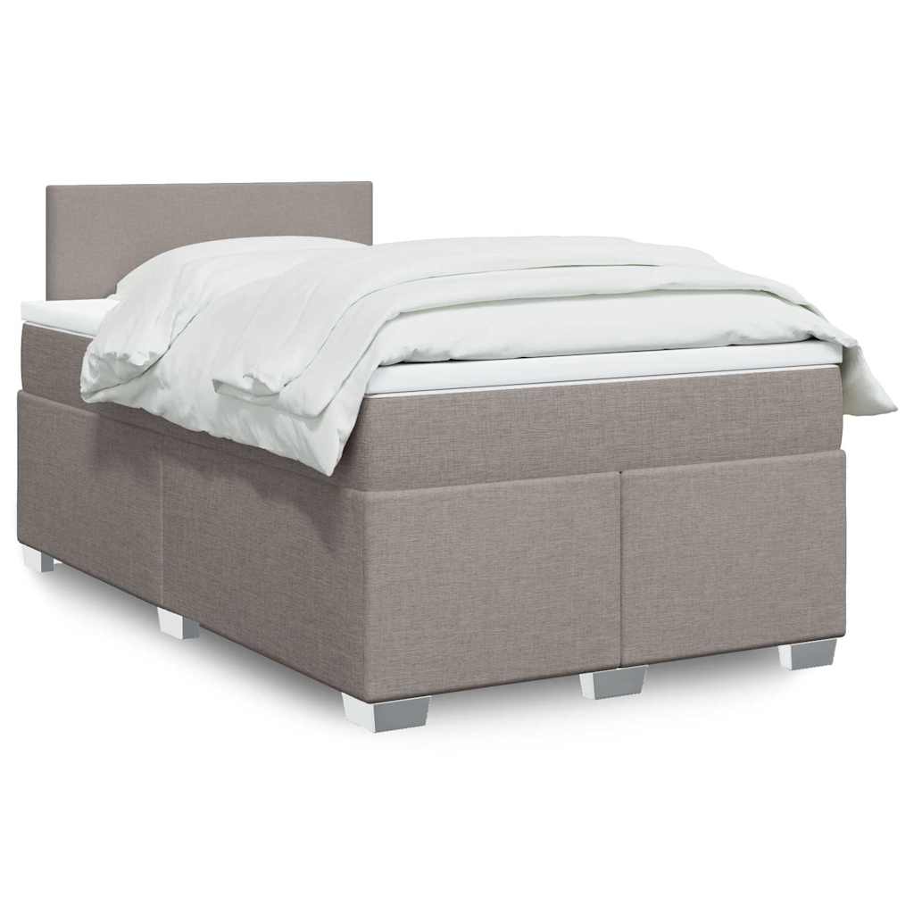 vidaXL Łóżko kontynentalne z materacem, taupe, 120x190 cm, tkanina