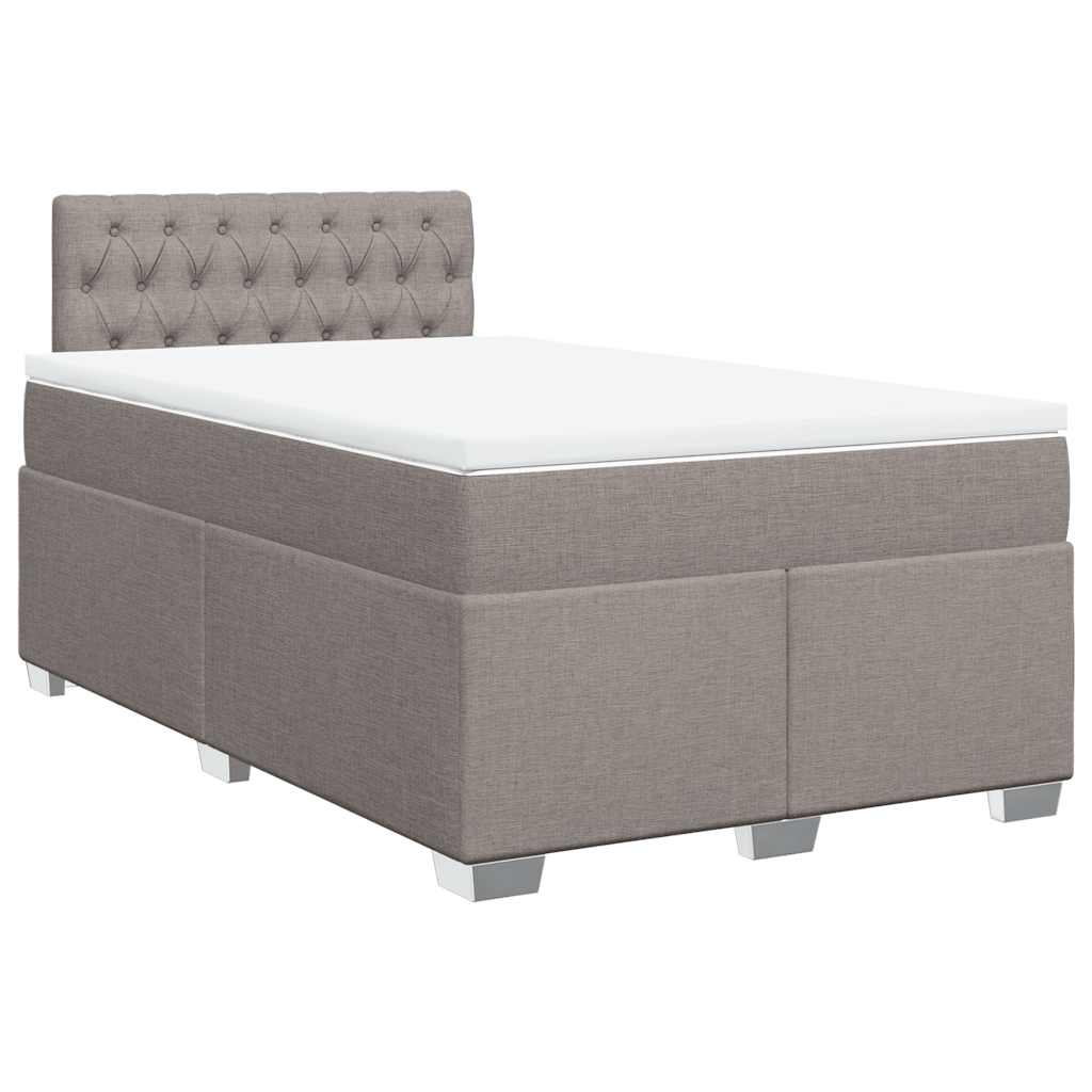 vidaXL Łóżko kontynentalne z materacem, taupe, 120x190 cm, tkanina