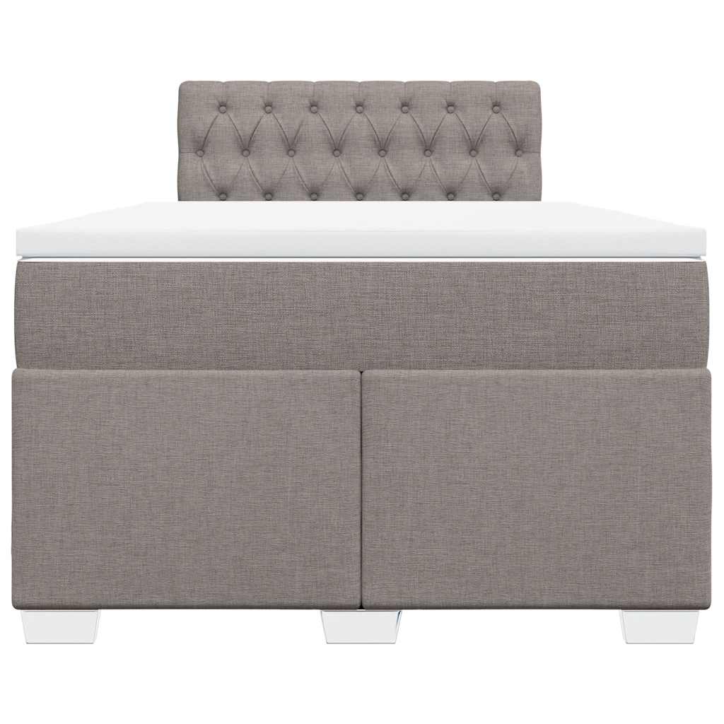 vidaXL Łóżko kontynentalne z materacem, taupe, 120x190 cm, tkanina