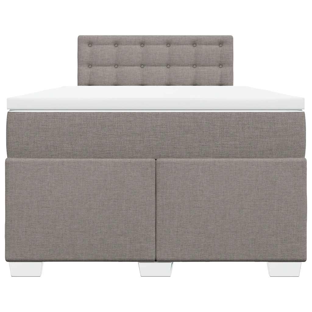 vidaXL Łóżko kontynentalne z materacem, taupe, 120x190 cm, tkanina