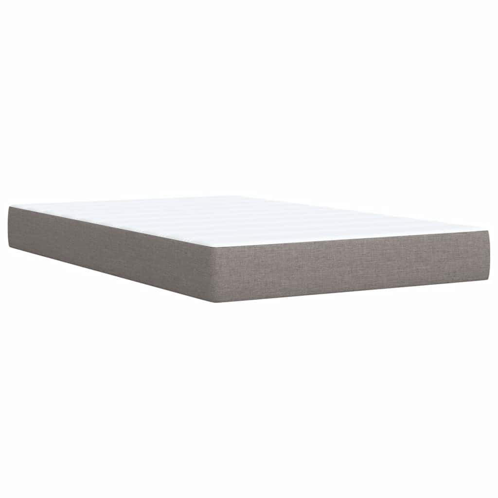 vidaXL Łóżko kontynentalne z materacem, taupe, 120x190 cm, tkanina