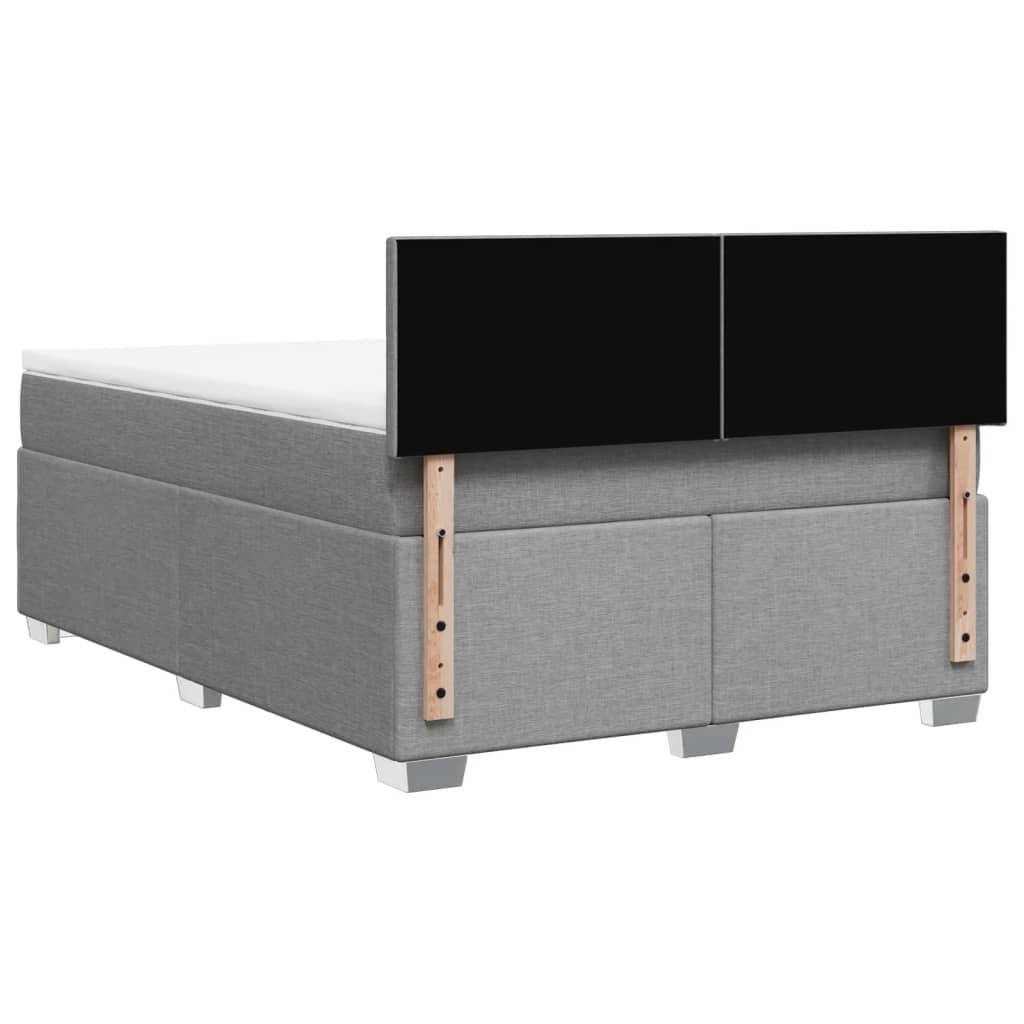 vidaXL Łóżko kontynentalne z materacem, jasnoszare, tkanina 160x200 cm