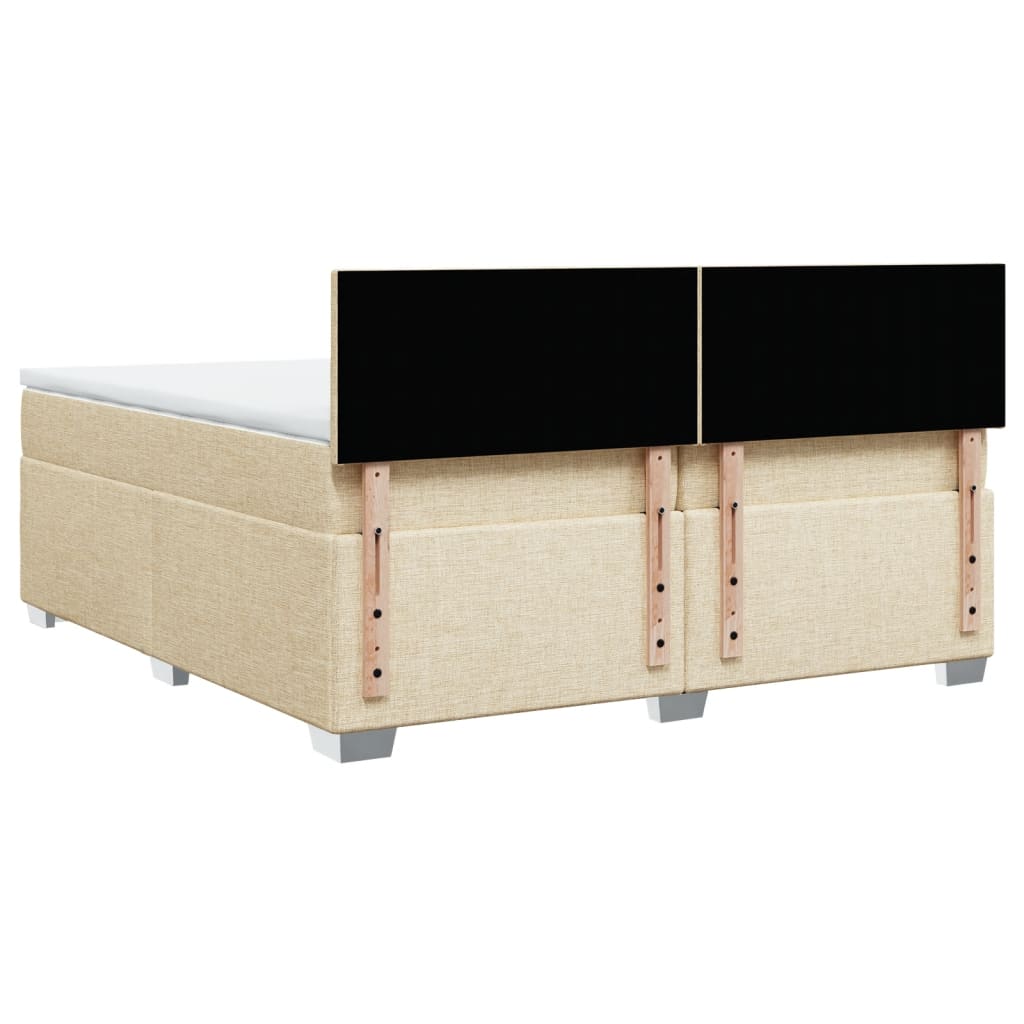 vidaXL Łóżko kontynentalne z materacem, kremowe, tkanina, 200x200 cm