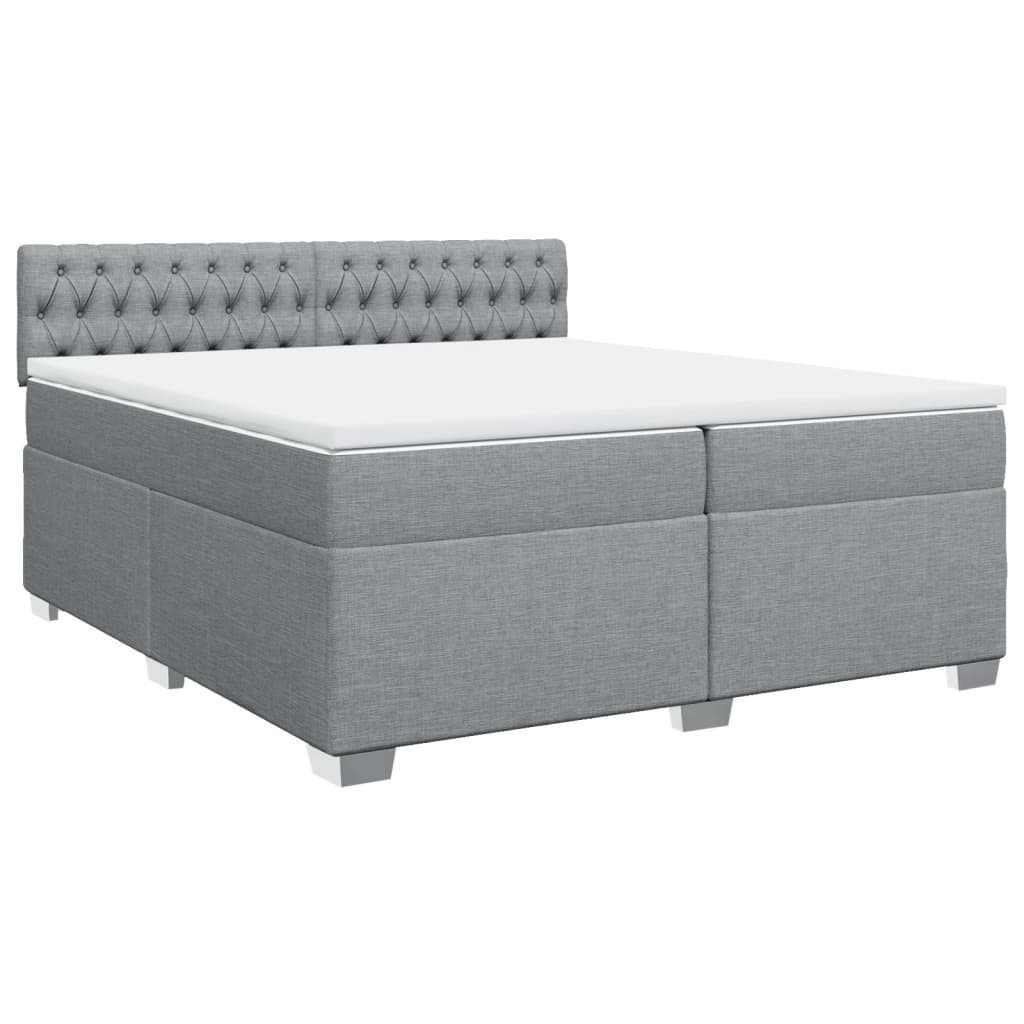 vidaXL Łóżko kontynentalne z materacem, jasnoszare, tkanina 200x200 cm