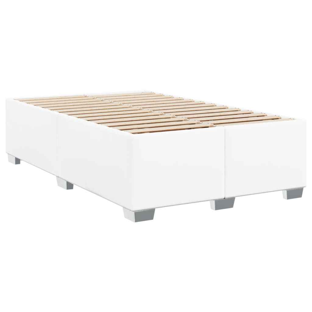 vidaXL Łóżko kontynentalne z materacem, białe, ekoskóra 120x200 cm