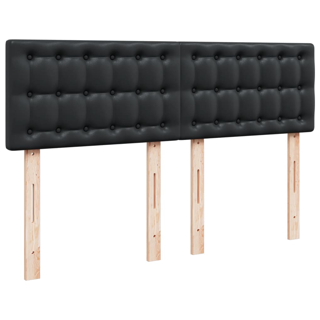 vidaXL Łóżko kontynentalne z materacem, czarne, ekoskóra 140x190 cm