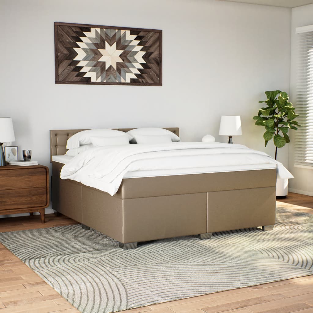 vidaXL Łóżko kontynentalne z materacem, cappuccino ekoskóra 180x200 cm