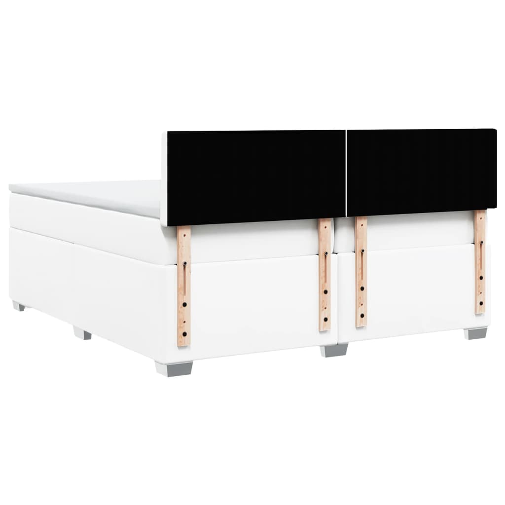vidaXL Łóżko kontynentalne z materacem, białe, ekoskóra 200x200 cm
