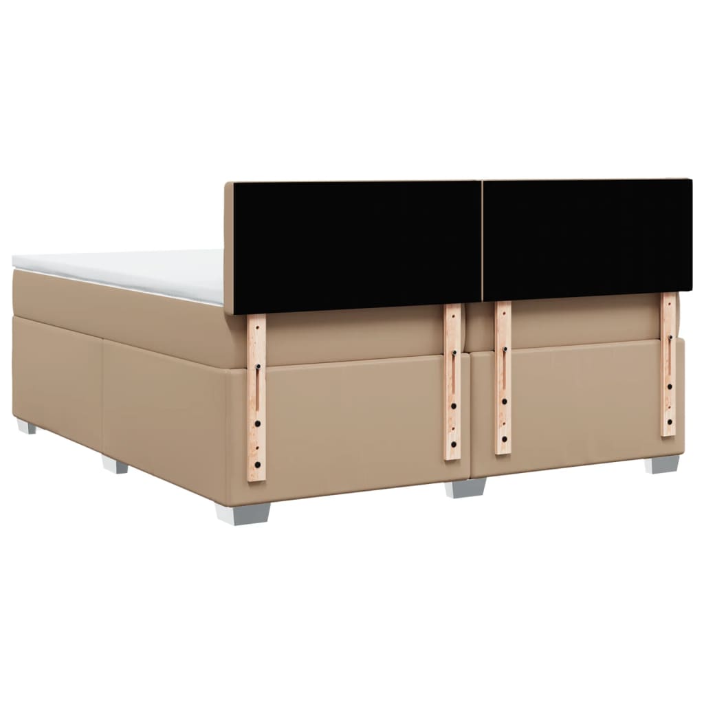 vidaXL Łóżko kontynentalne z materacem, cappuccino ekoskóra 200x200 cm