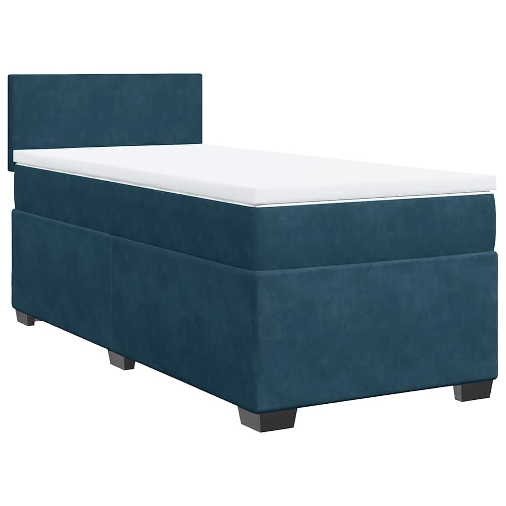 vidaXL Łóżko kontynentalne z materacem, niebieskie, aksamit, 80x200 cm