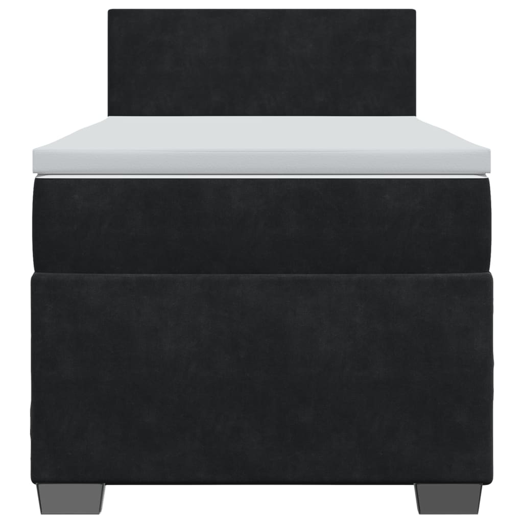 vidaXL Łóżko kontynentalne z materacem, czarne, aksamit 90x190 cm