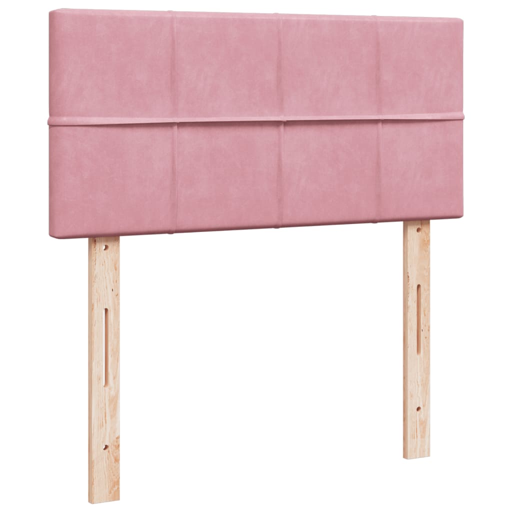 vidaXL Łóżko kontynentalne z materacem, różowe, aksamit, 90x190 cm