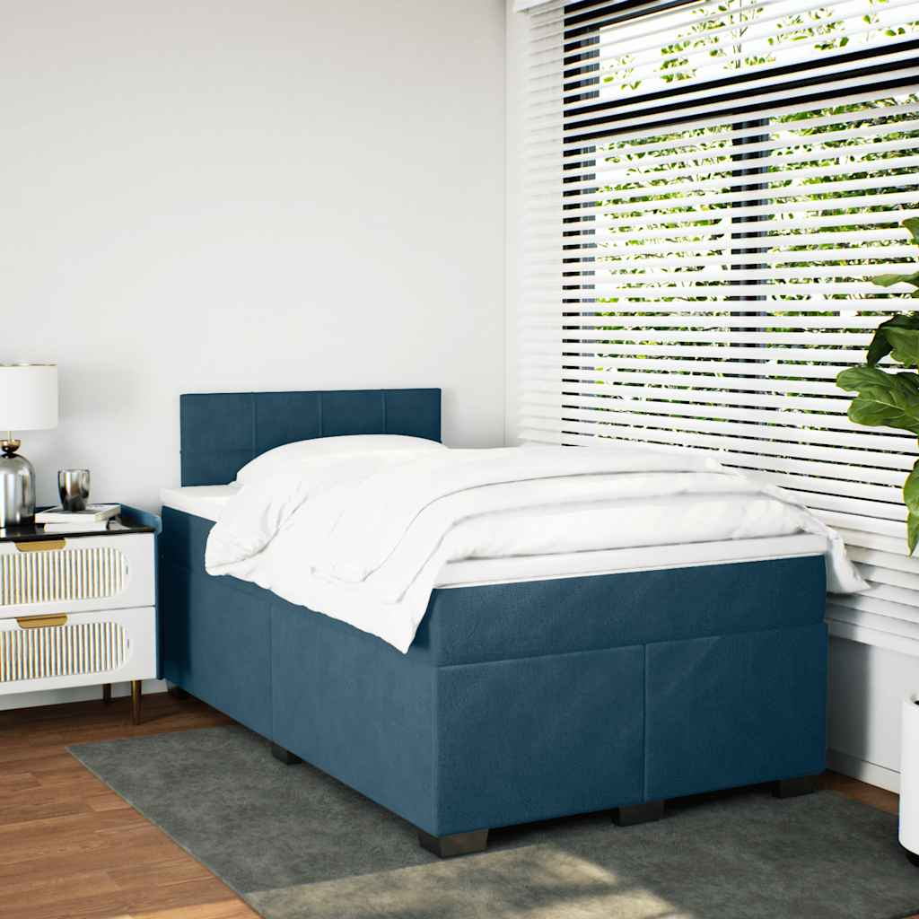 vidaXL Łóżko kontynentalne z materacem, ciemnoniebieskie, 120x190 cm