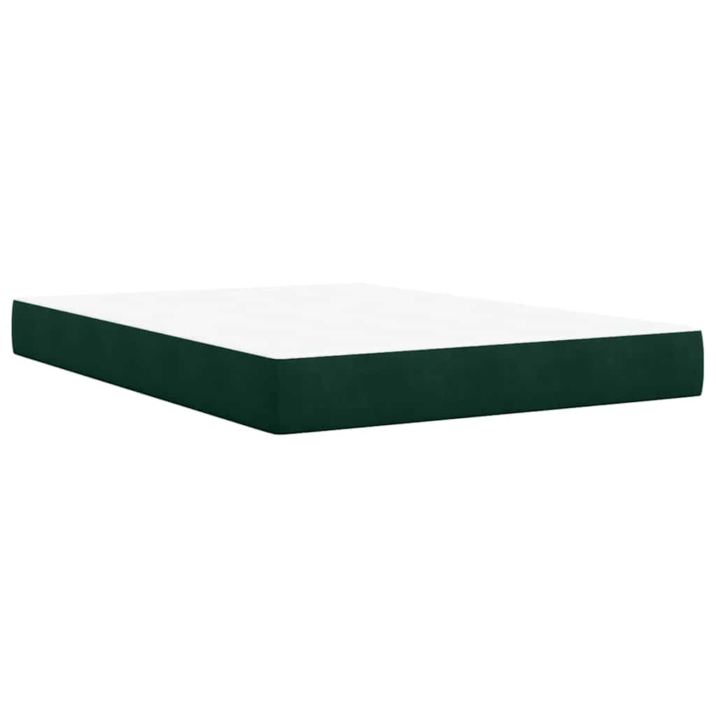 vidaXL Łóżko kontynentalne z materacem, ciemnozielone, 160x200 cm