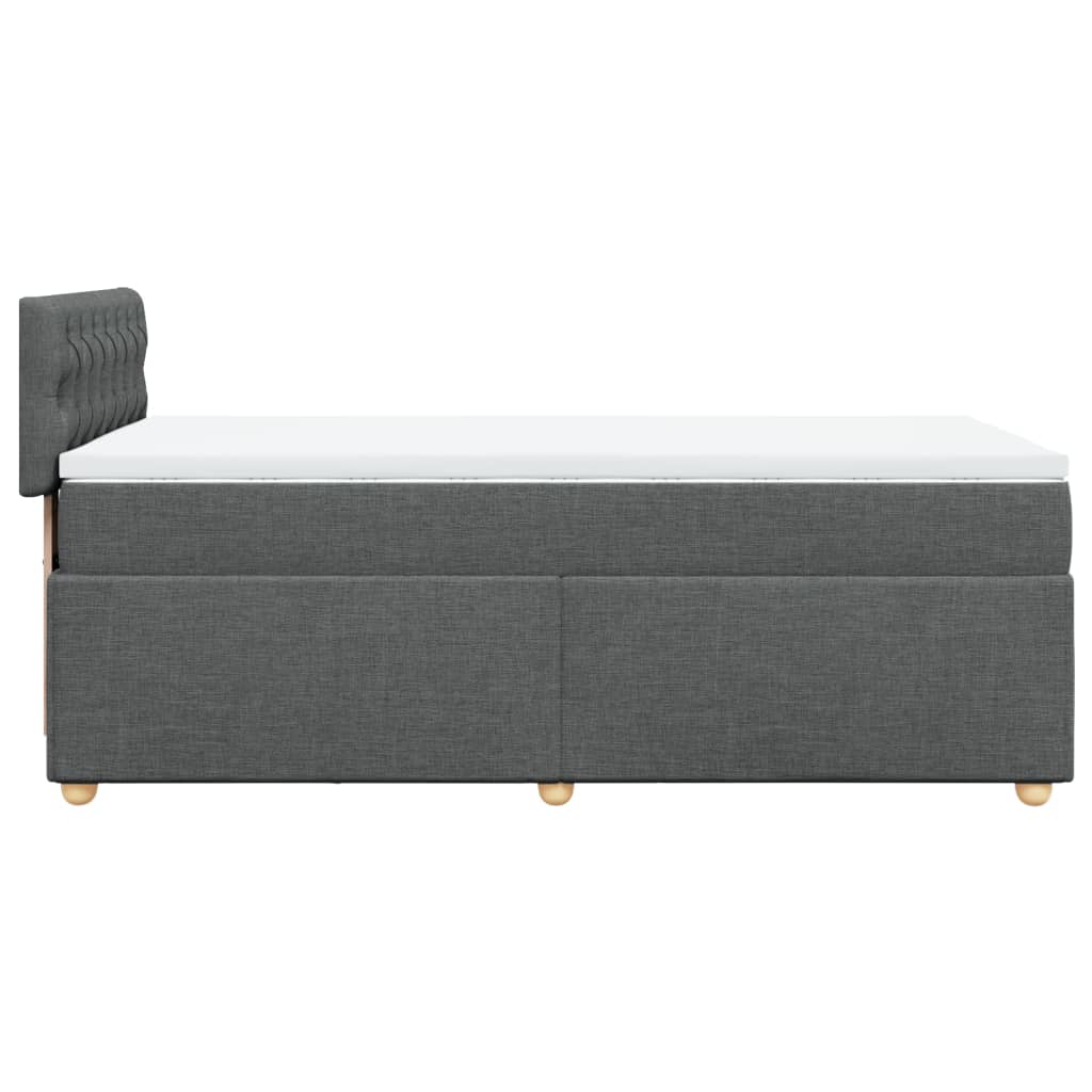 vidaXL Łóżko kontynentalne z materacem, ciemnoszara tkanina 80x200 cm