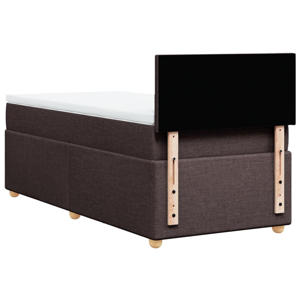 vidaXL Łóżko kontynentalne z materacem, brązowe, tkanina, 90x200 cm