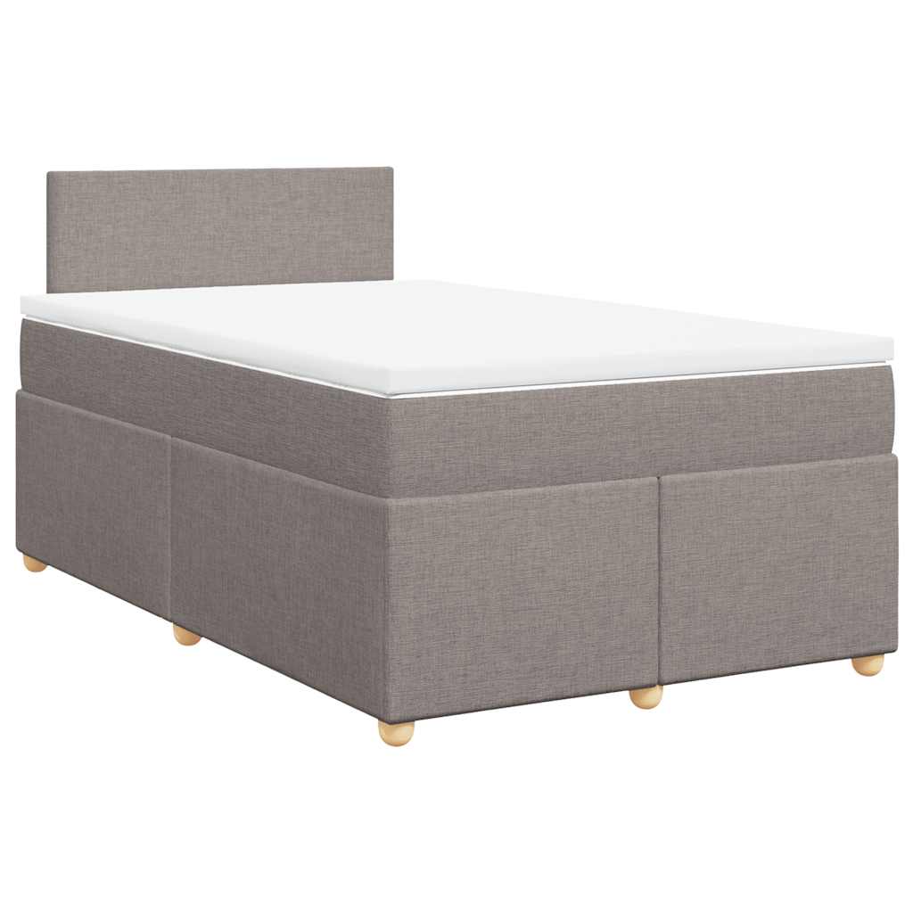 vidaXL Łóżko kontynentalne z materacem, taupe, 120x190 cm, tkanina