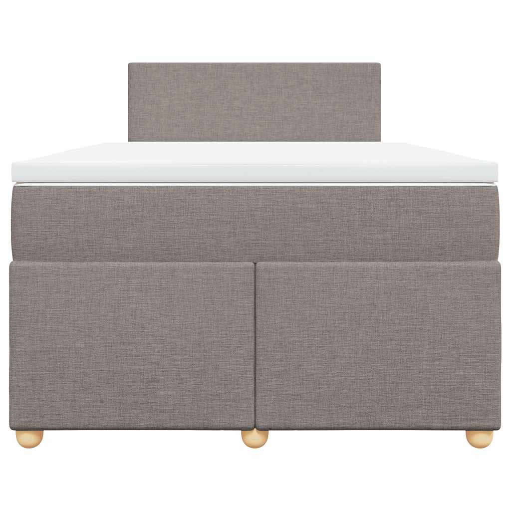 vidaXL Łóżko kontynentalne z materacem, taupe, 120x190 cm, tkanina