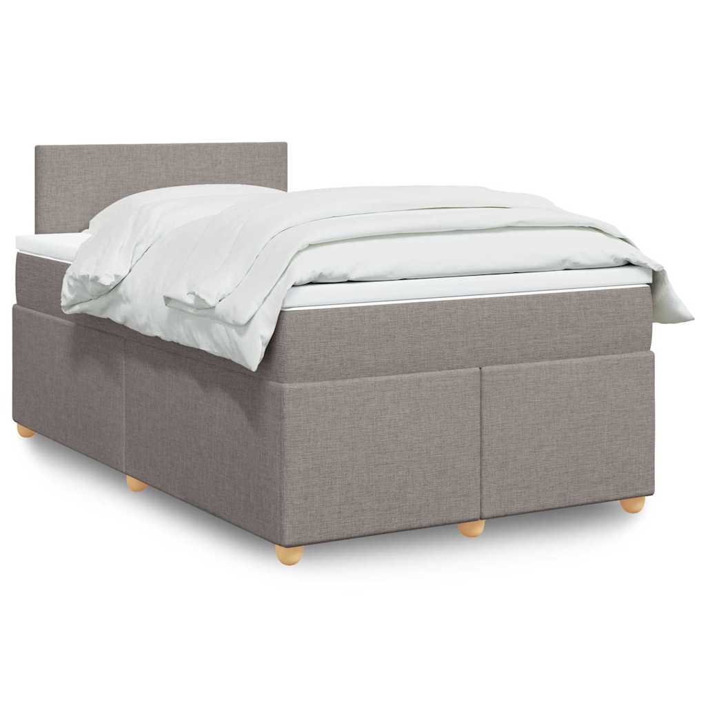 vidaXL Łóżko kontynentalne z materacem, taupe, 120x190 cm, tkanina