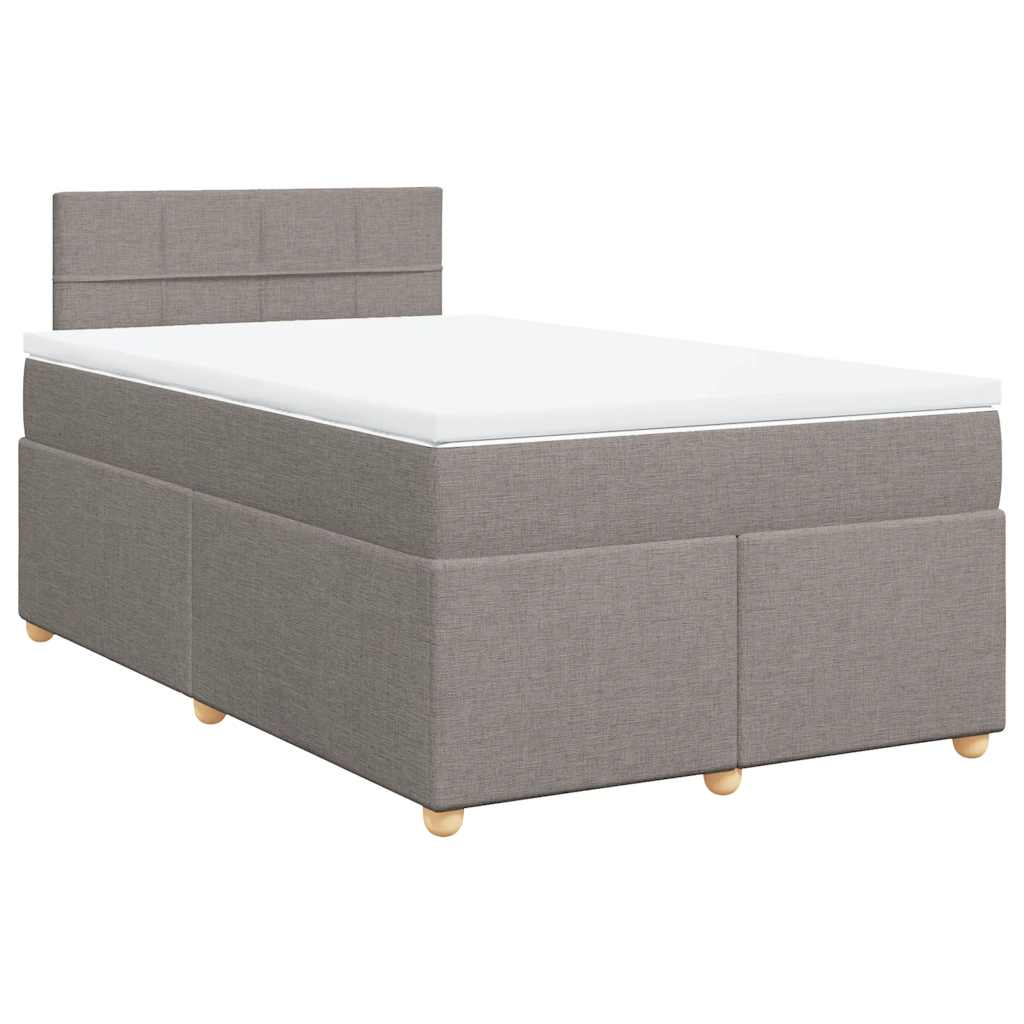 vidaXL Łóżko kontynentalne z materacem, taupe, 120x190 cm, tkanina