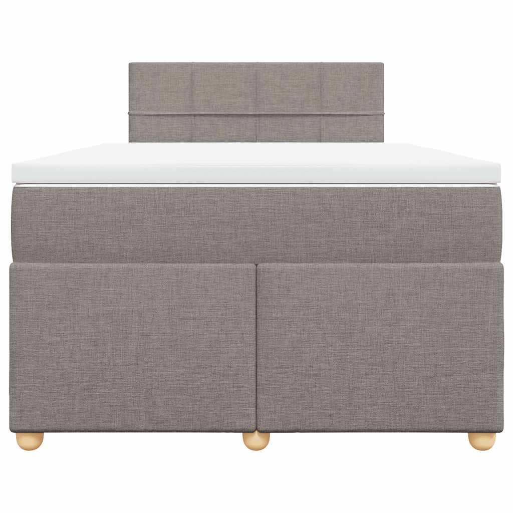 vidaXL Łóżko kontynentalne z materacem, taupe, 120x190 cm, tkanina