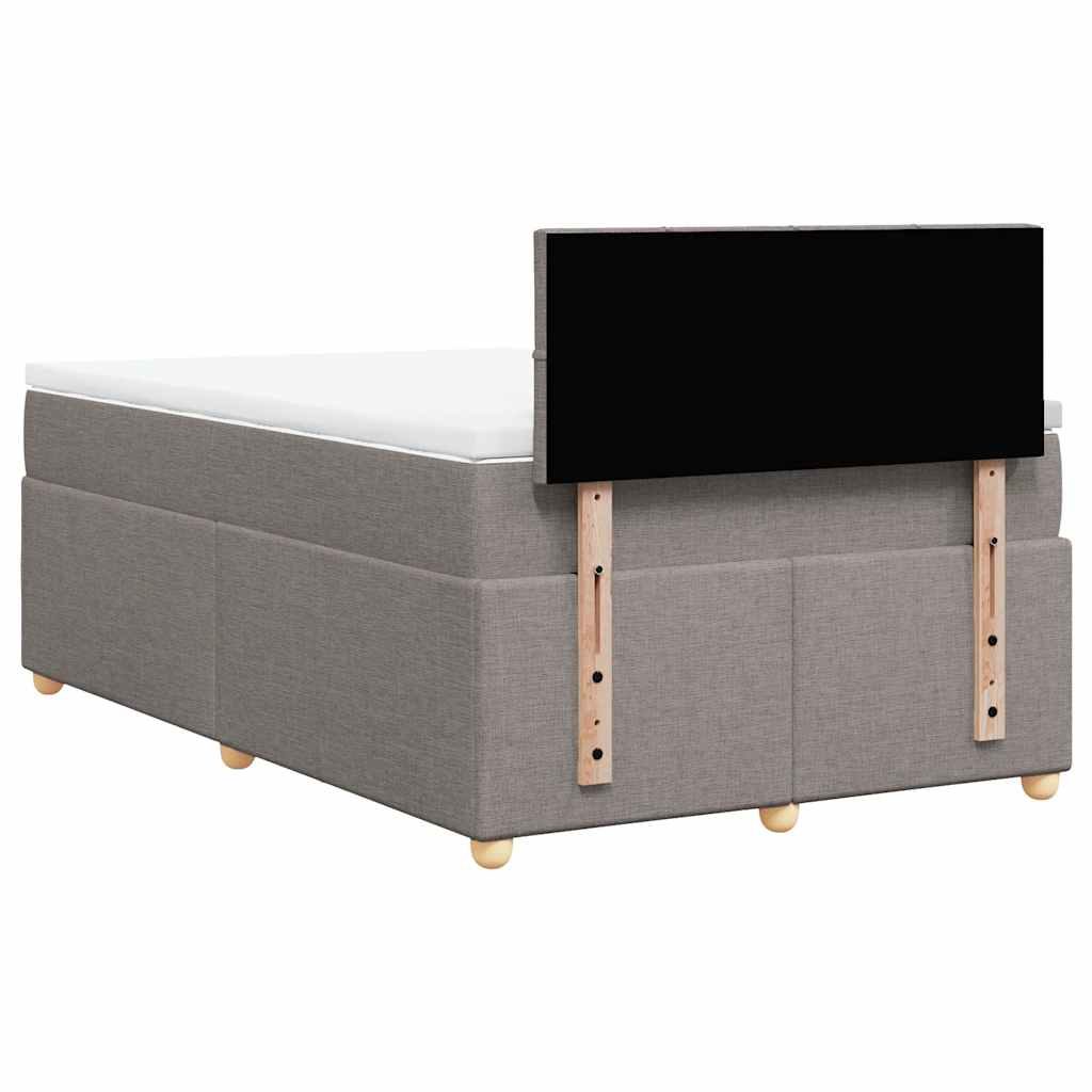 vidaXL Łóżko kontynentalne z materacem, taupe, 120x190 cm, tkanina