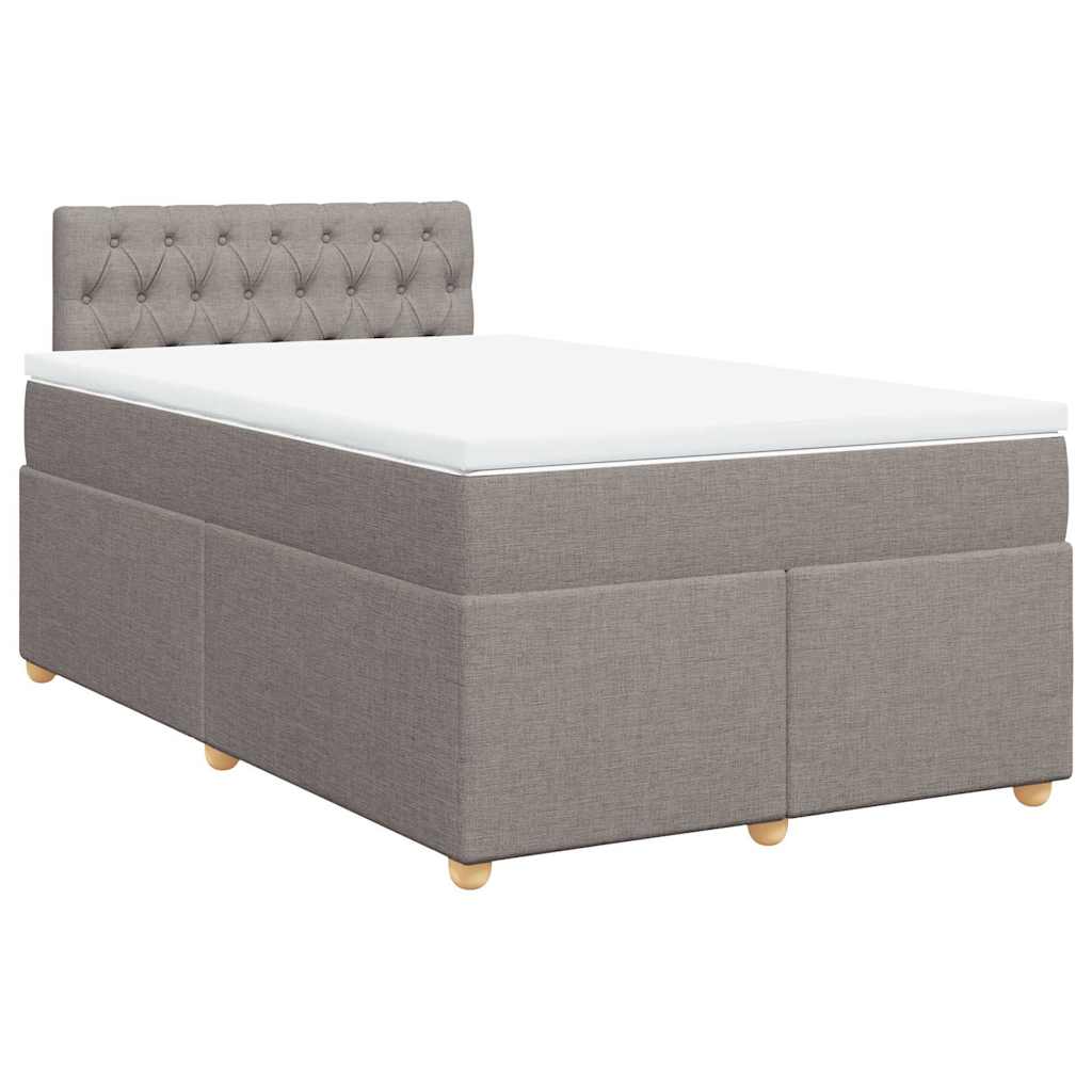 vidaXL Łóżko kontynentalne z materacem, taupe, 120x190 cm, tkanina