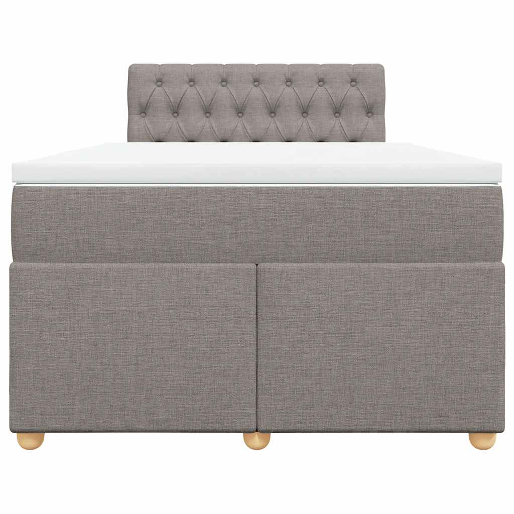 vidaXL Łóżko kontynentalne z materacem, taupe, 120x190 cm, tkanina